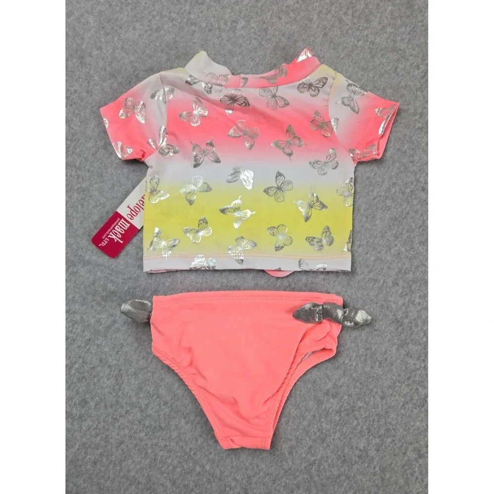 Penelope Mack Girls Size 12 months 2 Piece Swimsuit Bathing Suit Butterflies NEW